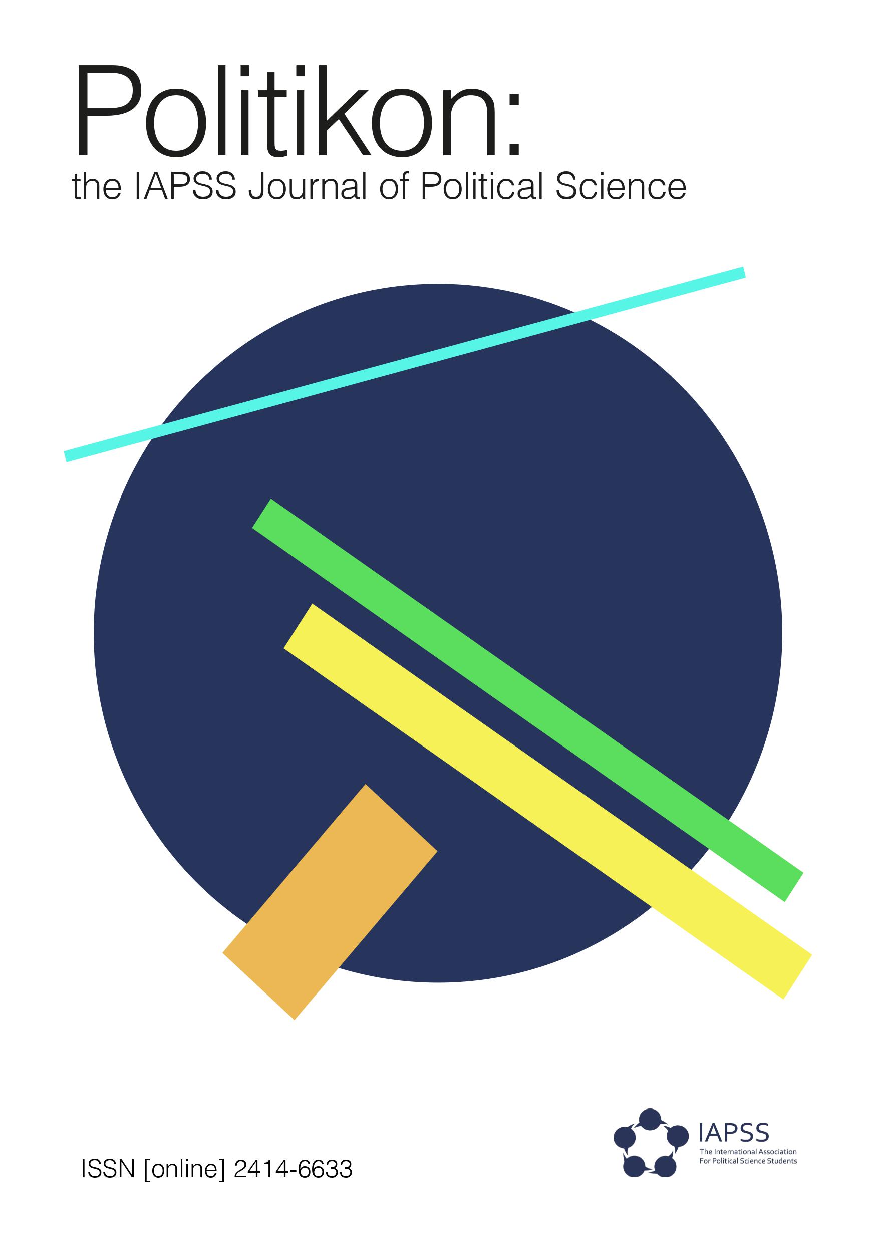Cover page with the title of the journal Politikon: the IAPSS Journal of Political Science